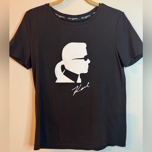 Karl Lagerfeld Black & White Graphic T-Shirt | Size Small - Picture 1 of 8